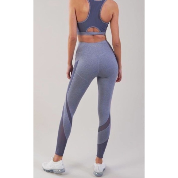 Gymshark Sleek Sculpture 2.0 Mesh Insert Leggings In Blue Steel Gray Siz… - Picture 2 of 14